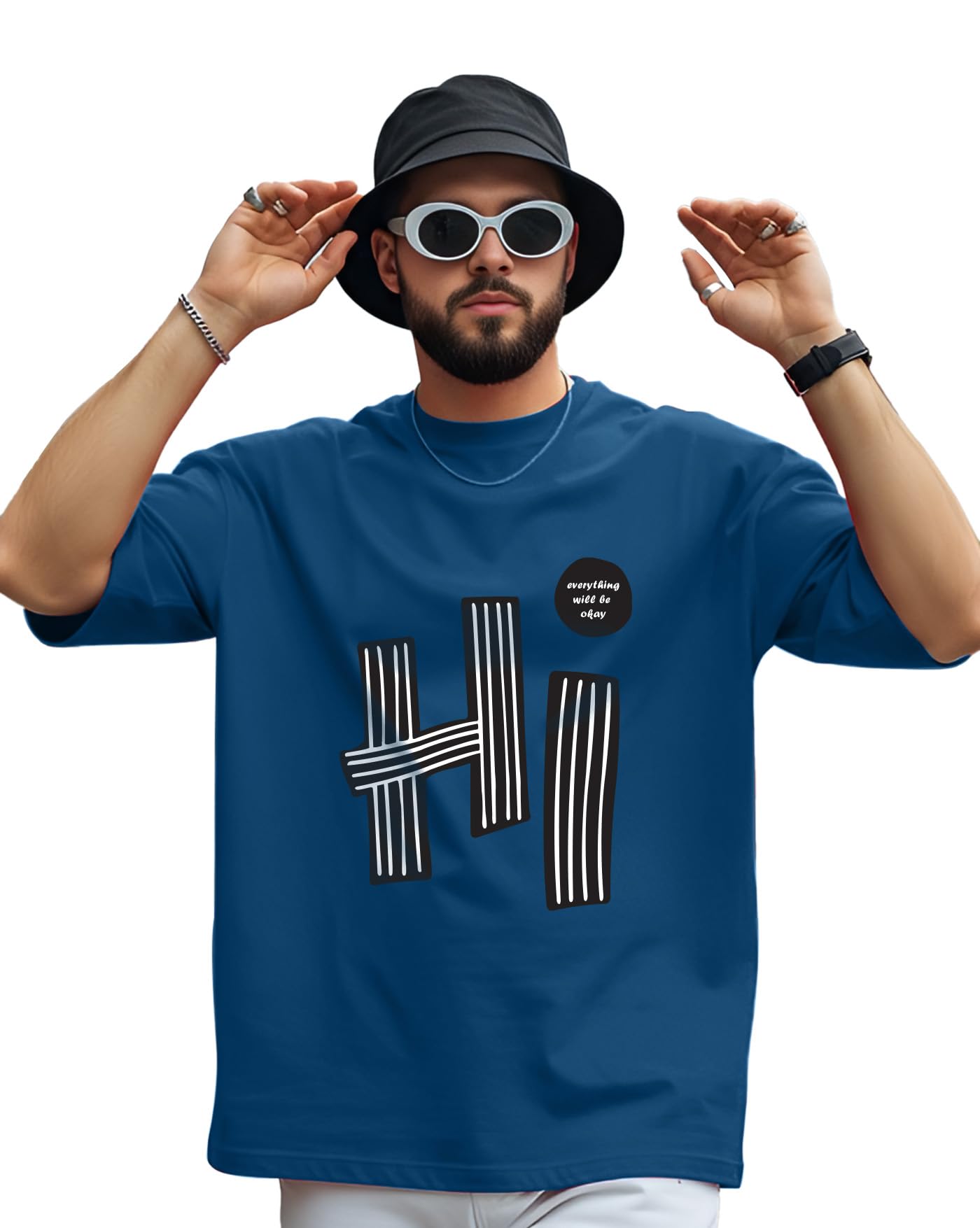 AUSK Mens Loose Fit Oversized Printed Cotton T-Shirts Half Sleeve Drop Shoulder Men Tshirt