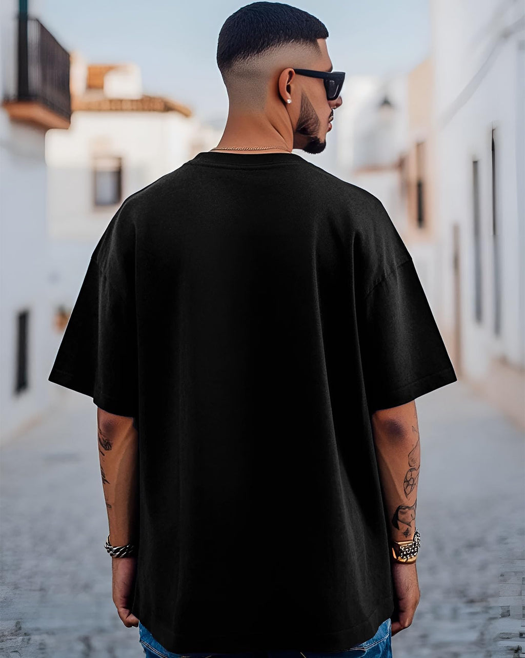 AUSK Mens Loose Fit Oversized Printed Cotton T-Shirts Half Sleeve Drop Shoulder Men Tshirt