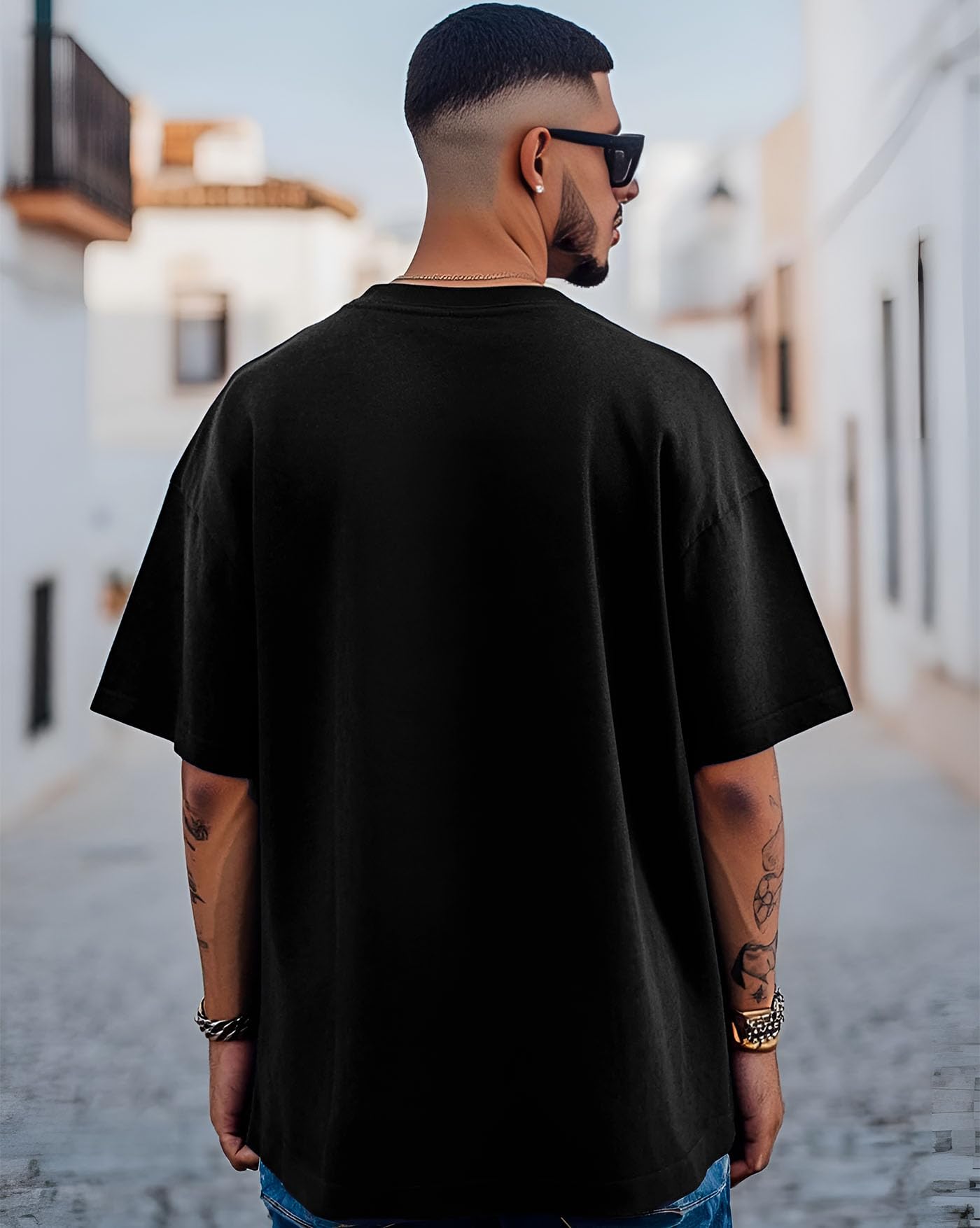 AUSK Mens Loose Fit Oversized Printed Cotton T-Shirts Half Sleeve Drop Shoulder Men Tshirt