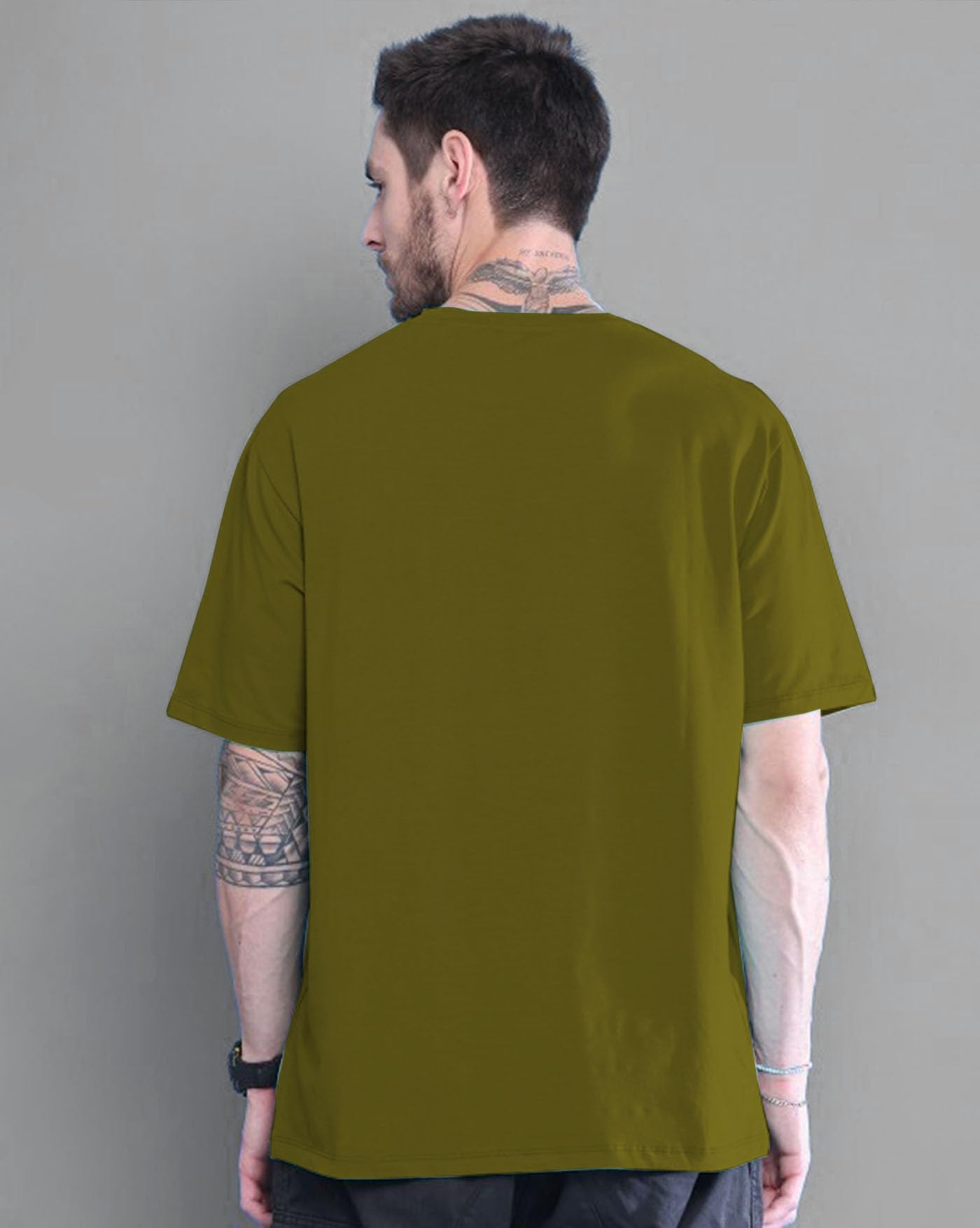 AUSK Mens Loose Fit Oversized Printed Cotton T-Shirts Half Sleeve Drop Shoulder Men Tshirt