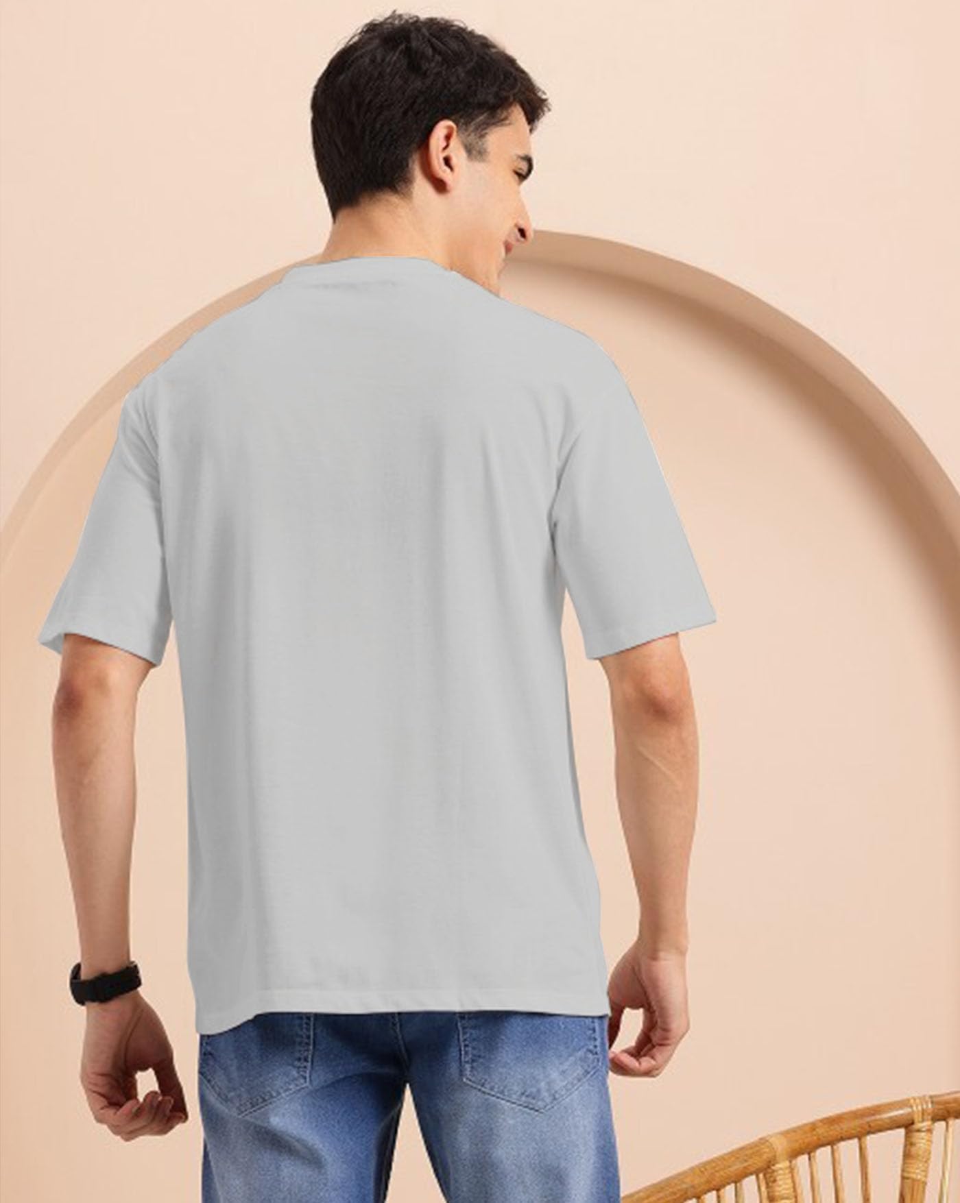 AUSK Mens Loose Fit Oversized Printed Cotton T-Shirts Half Sleeve Drop Shoulder Men Tshirt