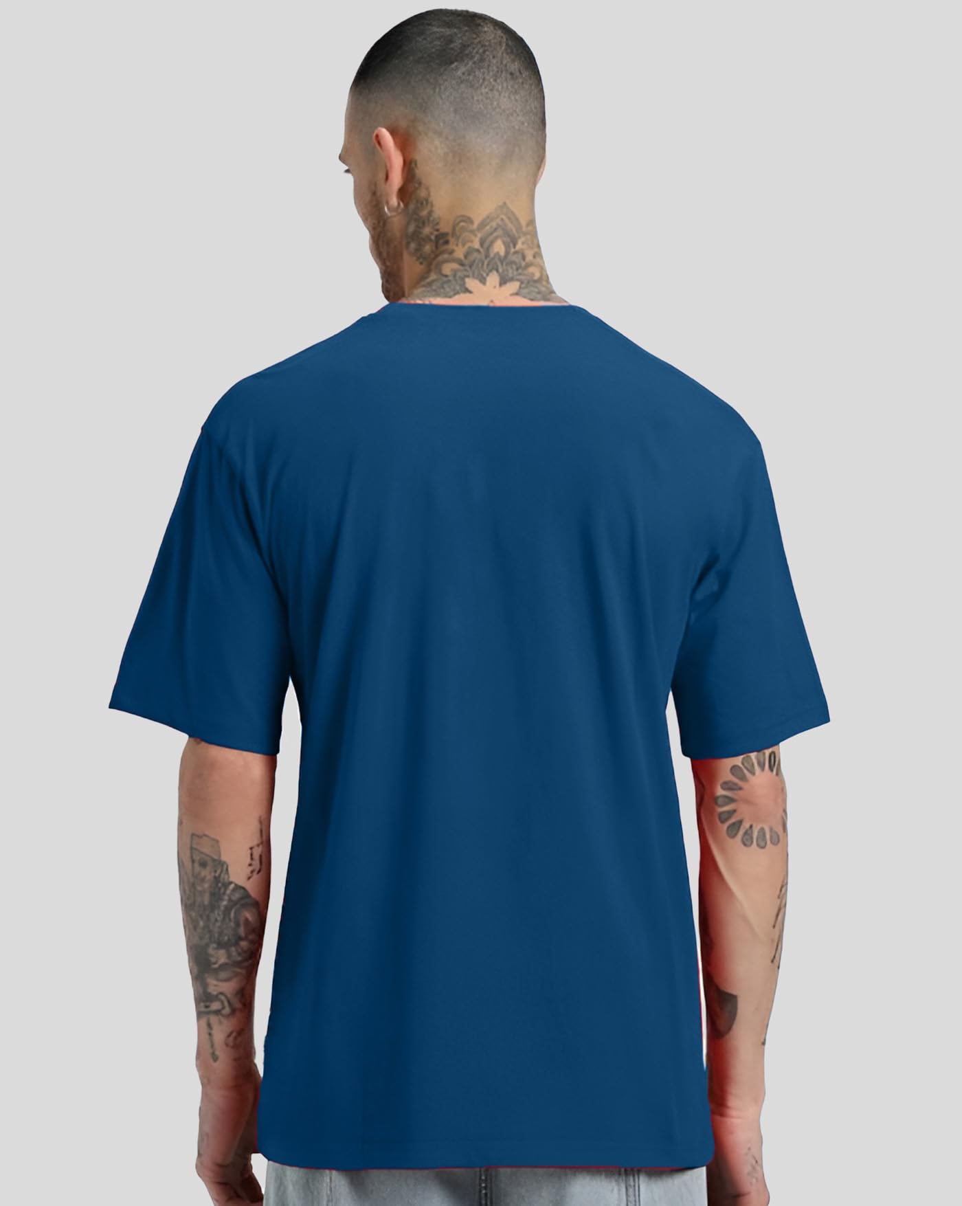 AUSK Mens Loose Fit Oversized Printed Cotton T-Shirts Half Sleeve Drop Shoulder Men Tshirt