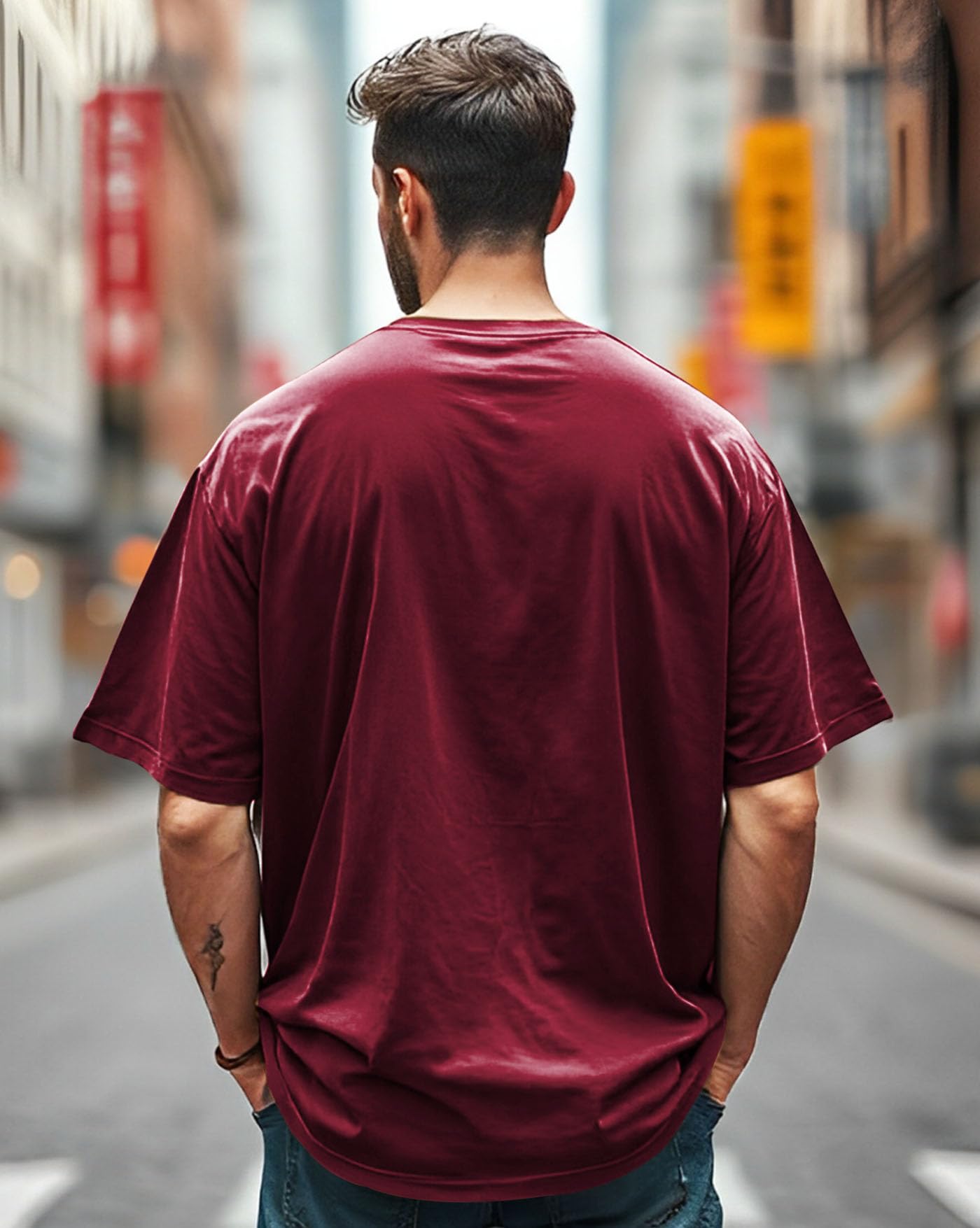AUSK Mens Loose Fit Oversized Printed Cotton T-Shirts Half Sleeve Drop Shoulder Men Tshirt