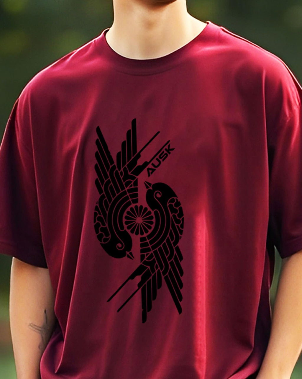 AUSK Mens Loose Fit Oversized Printed Cotton T-Shirts Half Sleeve Drop Shoulder Men Tshirt