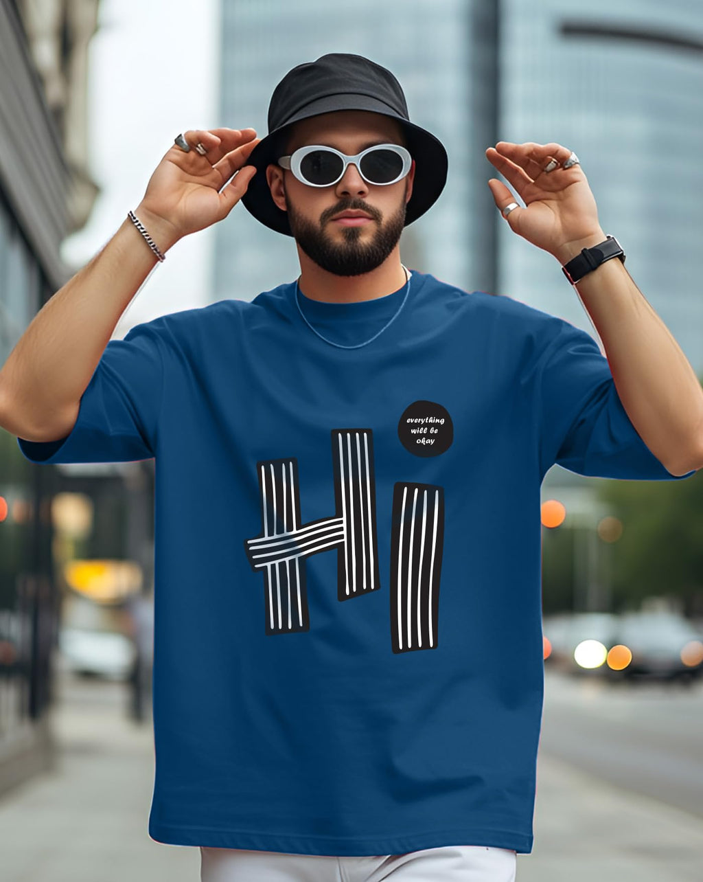 AUSK Mens Loose Fit Oversized Printed Cotton T-Shirts Half Sleeve Drop Shoulder Men Tshirt