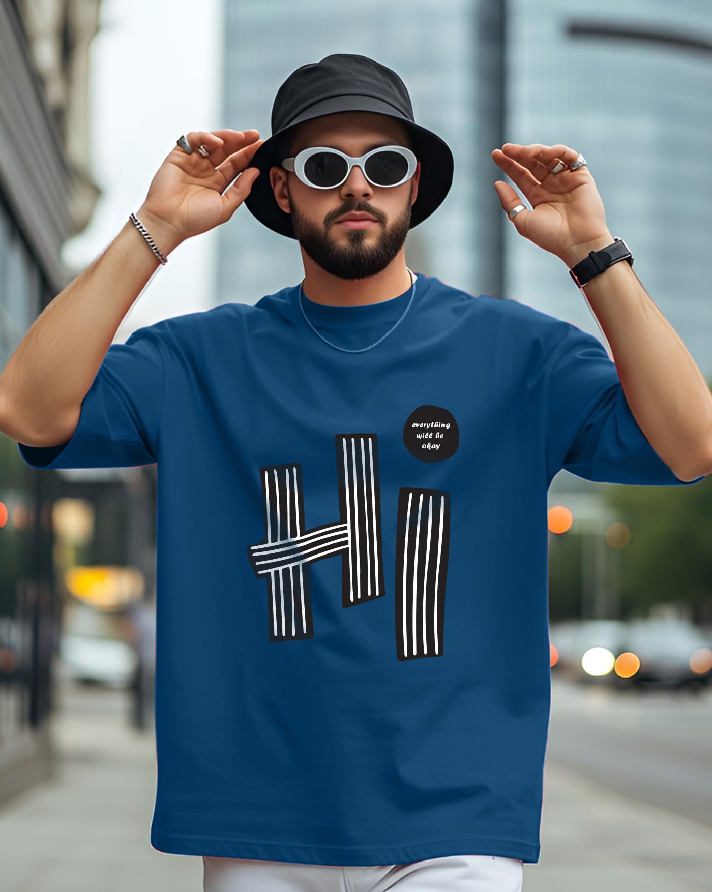 AUSK Mens Loose Fit Oversized Printed Cotton T-Shirts Half Sleeve Drop Shoulder Men Tshirt