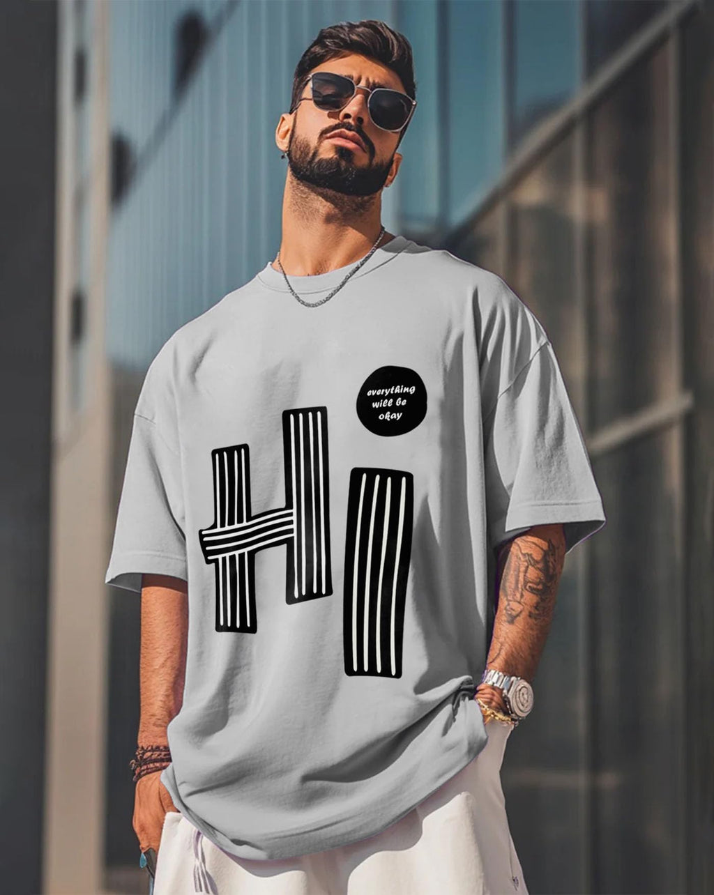 AUSK Mens Loose Fit Oversized Printed Cotton T-Shirts Half Sleeve Drop Shoulder Men Tshirt