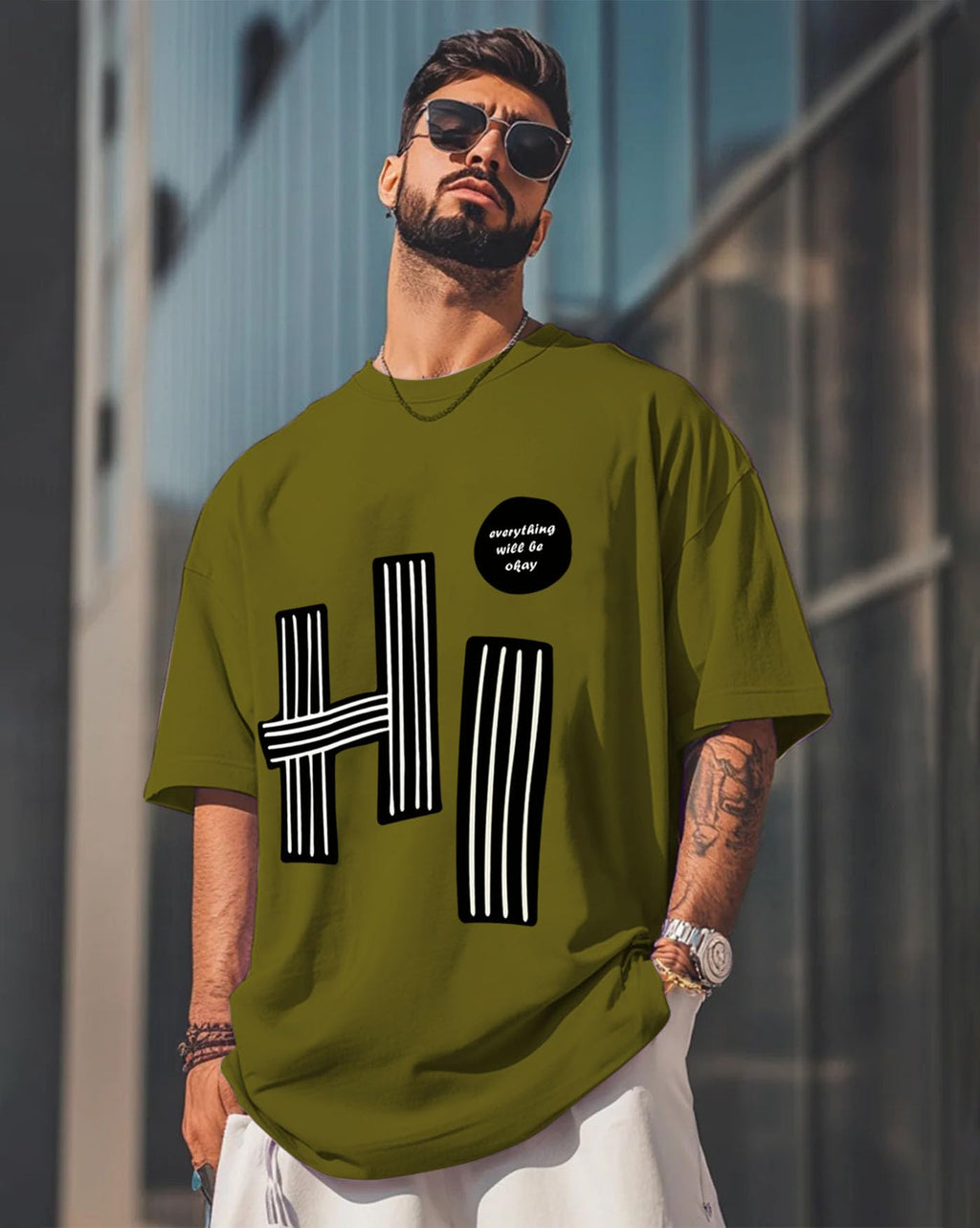 AUSK Mens Loose Fit Oversized Printed Cotton T-Shirts Half Sleeve Drop Shoulder Men Tshirt