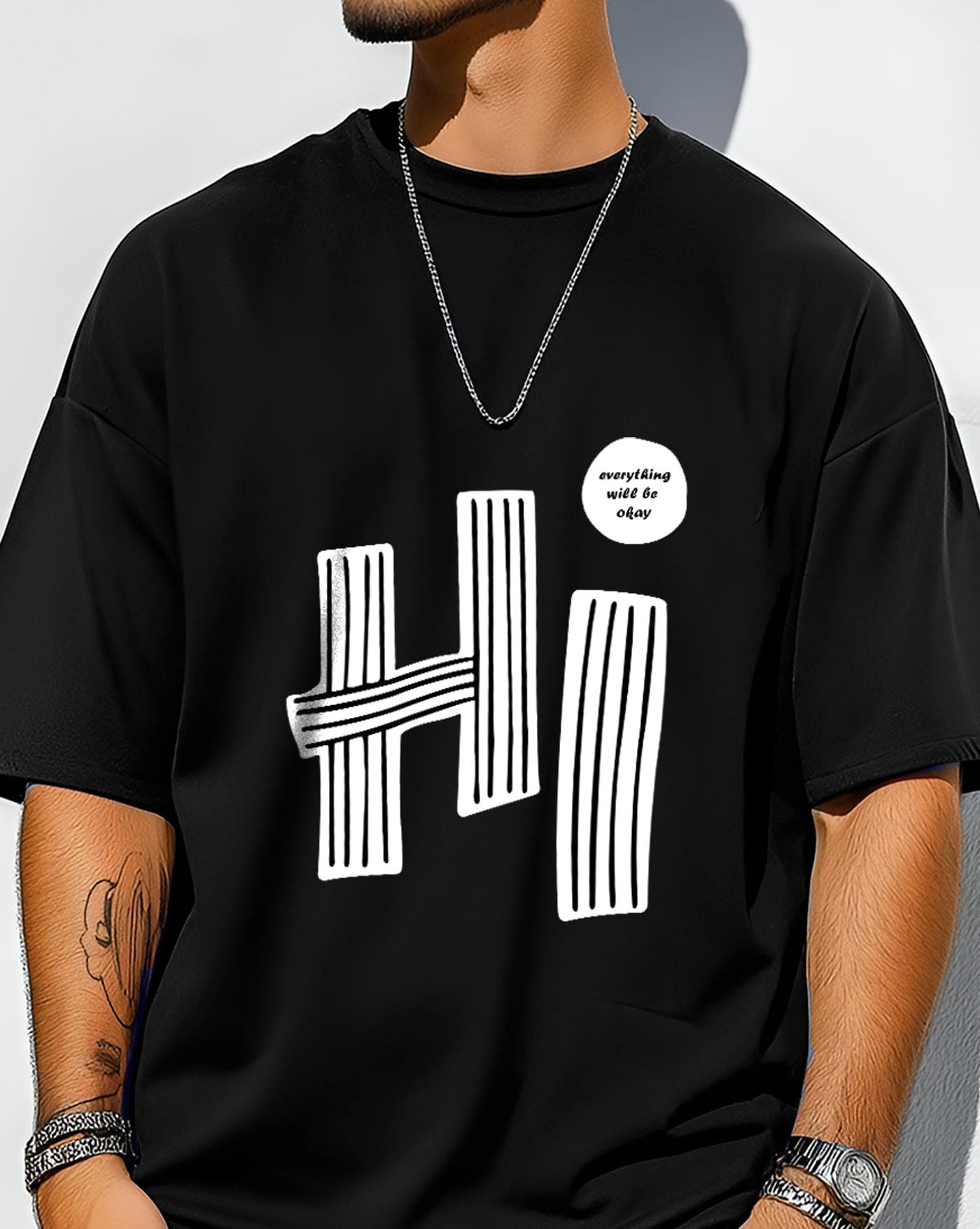AUSK Mens Loose Fit Oversized Printed Cotton T-Shirts Half Sleeve Drop Shoulder Men Tshirt